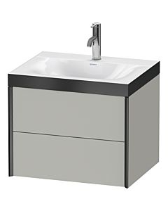 Duravit XViu vanity unit XV4614OB207P 60x48cm, 2 drawers, 2000 tap hole, matt black, Rahmen P, matt concrete gray
