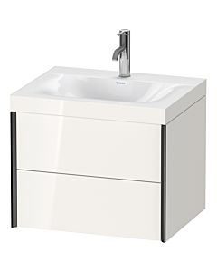 Duravit XViu Waschtisch-Unterschrank XV4614OB222C 60x48cm, 2 Schubkästen, 1 Hahnloch, schwarz matt, Rahmen C, weiß hochglanz