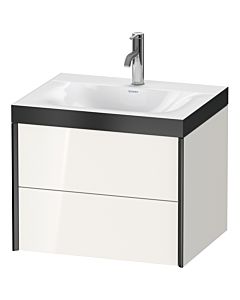 Duravit Meuble sous-vasque XViu XV4614OB222P 60x48cm, 2 tiroirs, 2000 , noir mat, Rahmen P, blanc brillant