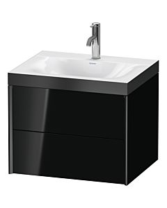 Duravit XViu vanity unit XV4614OB240P 60x48cm, 2 drawers, 2000 tap hole, black matt, Rahmen P, black high gloss