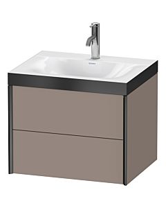 Duravit XViu vanity unit XV4614OB243P 60x48cm, 2 drawers, 2000 tap hole, matt black, Rahmen P, matt basalt