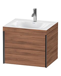 Duravit XViu Waschtisch-Unterschrank XV4614OB279C 60x48cm, 2 Schubkästen, 1 Hahnloch, schwarz matt, Rahmen C, nussbaum natur