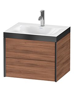 Duravit XViu Waschtisch-Unterschrank XV4614OB279P 60x48cm, 2 Schubkästen, 1 Hahnloch, schwarz matt, Rahmen P, nussbaum natur