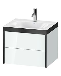 Duravit XViu Waschtisch-Unterschrank XV4614OB285P 60x48cm, 2 Schubkästen, 1 Hahnloch, schwarz matt, Rahmen P, weiß hochglanz