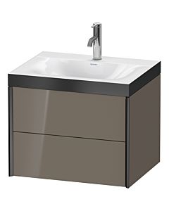 Duravit XViu vanity unit XV4614OB289P 60x48cm, 2 drawers, 2000 tap hole, matt black, Rahmen P, flannel gray high gloss