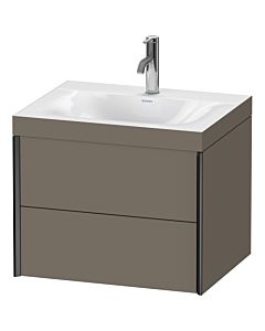 Duravit XViu Waschtisch-Unterschrank XV4614OB290C 60x48cm, 2 Schubkästen, 1 Hahnloch, schwarz matt, Rahmen C, flannel grey seidenmatt