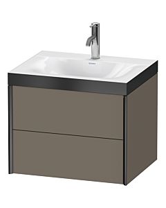 Duravit XViu meuble sous-vasque XV4614OB290P 60x48cm, 2 tiroirs, 2000 , noir mat, Rahmen P, flanelle gris soie mat