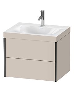 Duravit XViu Waschtisch-Unterschrank XV4614OB291C 60x48cm, 2 Schubkästen, 1 Hahnloch, schwarz matt, Rahmen C, taupe matt