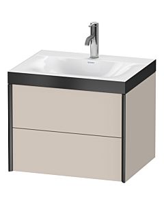 Duravit XViu vanity unit XV4614OB291P 60x48cm, 2 drawers, 2000 tap hole, matt black, Rahmen P, matt taupe