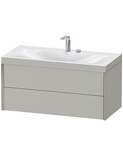 Duravit XViu vanity unit XV4616EB107C 100x48cm, 2 drawers, 2 tap holes, matt champagne, Rahmen C, matt concrete gray