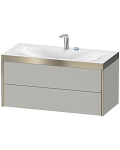Duravit XViu Waschtisch-Unterschrank XV4616OB235C 100x48cm, 2 Schubkästen, 1 Hahnloch, schwarz matt, Rahmen C, Eiche terra