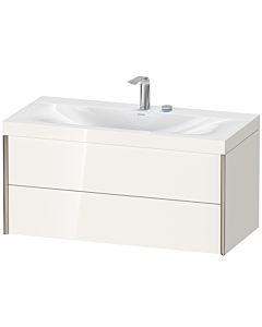 Duravit XViu Waschtisch-Unterschrank XV4616EB122C 100x48cm, 2 Schubkästen, 2 Hahnlöcher, champagner matt, Rahmen C, weiß hochglanz