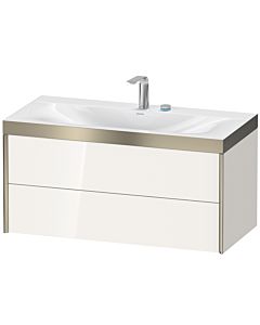 Duravit Meuble sous-vasque XViu XV4616EB122P 100x48cm, 2 tiroirs, 2 trous pour robinetterie, champagne mat, Rahmen P, blanc brillant