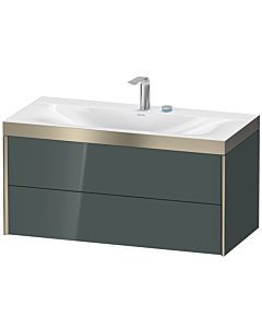 Duravit XViu vanity unit XV4616EB138P 100x48cm, 2 drawers, 2 tap holes, matt champagne, Rahmen P, dolomiti gray high gloss