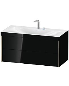 Duravit XViu Waschtisch-Unterschrank XV4616EB140C 100x48cm, 2 Schubkästen, 2 Hahnlöcher, champagner matt, Rahmen C, schwarz hochglanz