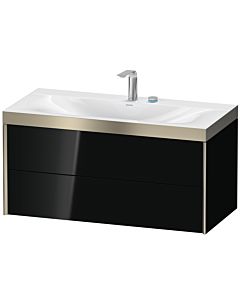 Duravit XViu Waschtisch-Unterschrank XV4616EB140P 100x48cm, 2 Schubkästen, 2 Hahnlöcher, champagner matt, Rahmen P, schwarz hochglanz