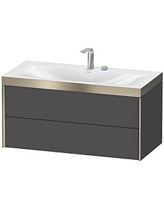 Duravit Meuble sous-vasque XViu XV4616EB149P 100x48cm, 2 tiroirs, 2 trous pour robinetterie, champagne mat, Rahmen P, graphite mat