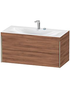 Duravit Meuble sous-vasque XViu XV4616EB179C 100x48cm, 2 tiroirs, 2 trous pour robinetterie, champagne mat, Rahmen C, noyer naturel