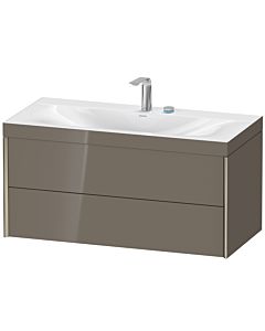 Duravit XViu vanity unit XV4616EB189C 100x48cm, 2 drawers, 2 tap holes, matt champagne, Rahmen C, flannel gray high gloss