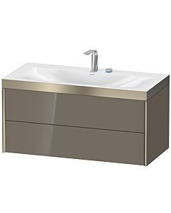 Duravit XViu vanity unit XV4616EB189P 100x48cm, 2 drawers, 2 tap holes, matt champagne, Rahmen P, flannel gray high gloss