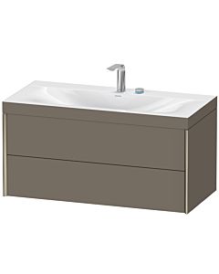 Duravit XViu Waschtisch-Unterschrank XV4616EB190C 100x48cm, 2 Schubkästen, 2 Hahnlöcher, champagner matt, Rahmen C, flannel grey seidenmatt