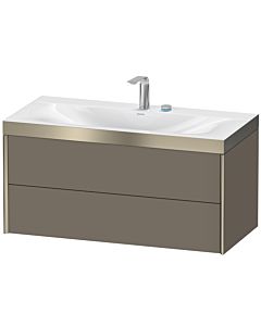 Duravit XViu Waschtisch-Unterschrank XV4616EB190P 100x48cm, 2 Schubkästen, 2 Hahnlöcher, champagner matt, Rahmen P, flannel grey seidenmatt