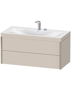 Duravit XViu vanity unit XV4616EB191C 100x48cm, 2 drawers, 2 tap holes, matt champagne, Rahmen C, matt taupe