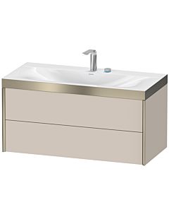 Duravit Meuble sous-vasque XViu XV4616EB191P 100x48cm, 2 tiroirs, 2 trous pour robinetterie, champagne mat, Rahmen P, taupe mat