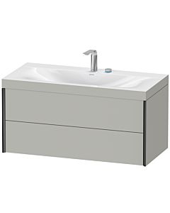Duravit Meuble sous-vasque XViu XV4616EB207C 100x48cm, 2 tiroirs, 2 trous pour robinetterie, noir mat, Rahmen C, gris béton mat