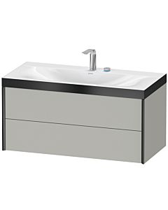 Duravit Meuble sous-vasque XViu XV4616EB207P 100x48cm, 2 tiroirs, 2 trous pour robinetterie, noir mat, Rahmen P, gris béton mat