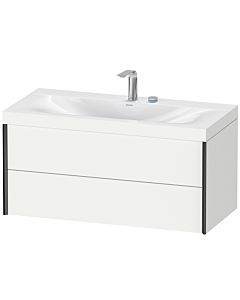 Duravit XViu Waschtisch-Unterschrank XV4616EB218C 100x48cm, 2 Schubkästen, 2 Hahnlöcher, schwarz matt, Rahmen C, weiß matt