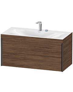 Duravit XViu vanity unit XV4616EB221C 100x48cm, 2 drawers, 2 tap holes, matt black, Rahmen C, dark walnut