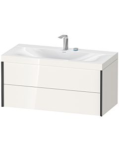 Duravit XViu Waschtisch-Unterschrank XV4616EB222C 100x48cm, 2 Schubkästen, 2 Hahnlöcher, schwarz matt, Rahmen C, weiß hochglanz