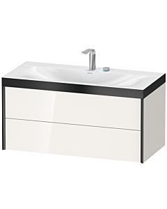 Duravit Meuble sous-vasque XViu XV4616EB222P 100x48cm, 2 tiroirs, 2 trous pour robinetterie, noir mat, Rahmen P, blanc brillant