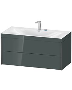 Duravit XViu Waschtisch-Unterschrank XV4616EB238C 100x48cm, 2 Schubkästen, 2 Hahnlöcher, schwarz matt, Rahmen C, dolomiti grey hochglanz