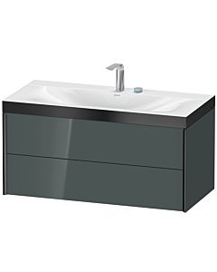 Duravit Meuble sous-vasque XViu XV4616EB238P 100x48cm, 2 tiroirs, 2 trous pour robinetterie, noir mat, Rahmen P, gris dolomiti brillant