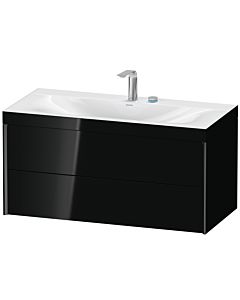 Duravit XViu Waschtisch-Unterschrank XV4616EB240C 100x48cm, 2 Schubkästen, 2 Hahnlöcher, schwarz matt, Rahmen C, schwarz hochglanz