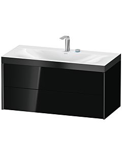 Duravit XViu Waschtisch-Unterschrank XV4616EB240P 100x48cm, 2 Schubkästen, 2 Hahnlöcher, schwarz matt, Rahmen P, schwarz hochglanz