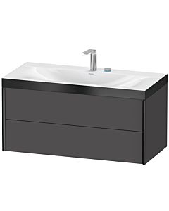 Duravit Meuble sous-vasque XViu XV4616EB249P 100x48cm, 2 tiroirs, 2 trous pour robinetterie, noir mat, Rahmen P, graphite mat