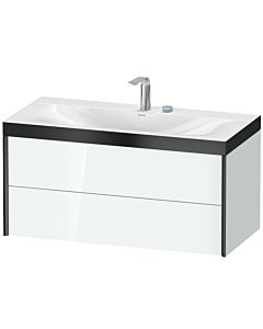 Duravit XViu Waschtisch-Unterschrank XV4616EB285P 100x48cm, 2 Schubkästen, 2 Hahnlöcher, schwarz matt, Rahmen P, weiß hochglanz