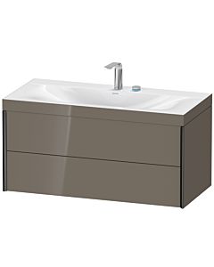 Duravit XViu vanity unit XV4616EB289C 100x48cm, 2 drawers, 2 tap holes, matt black, Rahmen C, flannel gray high gloss