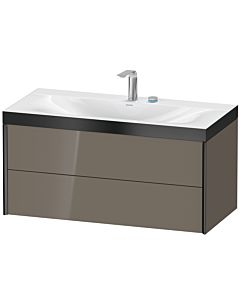 Duravit XViu vanity unit XV4616EB289P 100x48cm, 2 drawers, 2 tap holes, matt black, Rahmen P, flannel gray high gloss