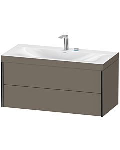 Duravit Meuble sous-vasque XViu XV4616EB290C 100x48cm, 2 tiroirs, 2 trous pour robinetterie, noir mat, Rahmen C, flanelle gris soie mat
