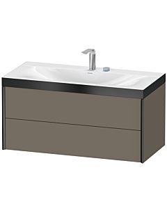 Duravit XViu Waschtisch-Unterschrank XV4616EB290P 100x48cm, 2 Schubkästen, 2 Hahnlöcher, schwarz matt, Rahmen P, flannel grey seidenmatt