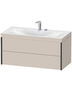 Duravit XViu vanity unit XV4616EB291C 100x48cm, 2 drawers, 2 tap holes, matt black, Rahmen C, matt taupe