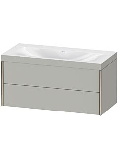 Duravit XViu Waschtisch-Unterschrank XV4616NB107C 100x48cm, 2 Schubkästen, ohne Hahnloch, champagner matt, Rahmen C, betongrau matt