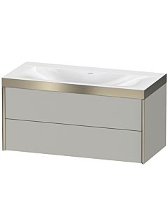 Duravit Meuble sous-vasque XViu XV4616NB107P 100x48cm, 2 tiroirs, sans trou pour robinet, champagne mat, Rahmen P, gris béton mat