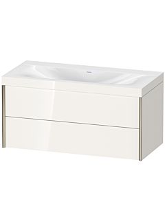 Duravit XViu Waschtisch-Unterschrank XV4616NB122C 100x48cm, 2 Schubkästen, ohne Hahnloch, champagner matt, Rahmen C, weiß hochglanz