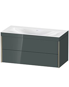 Duravit XViu Waschtisch-Unterschrank XV4616NB138C 100x48cm, 2 Schubkästen, ohne Hahnloch, champagner matt, Rahmen C, dolomiti grey hochglanz