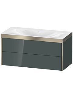 Duravit XViu vanity unit XV4616NB138P 100x48cm, 2 drawers, without tap hole, matt champagne, Rahmen P, dolomiti gray high gloss